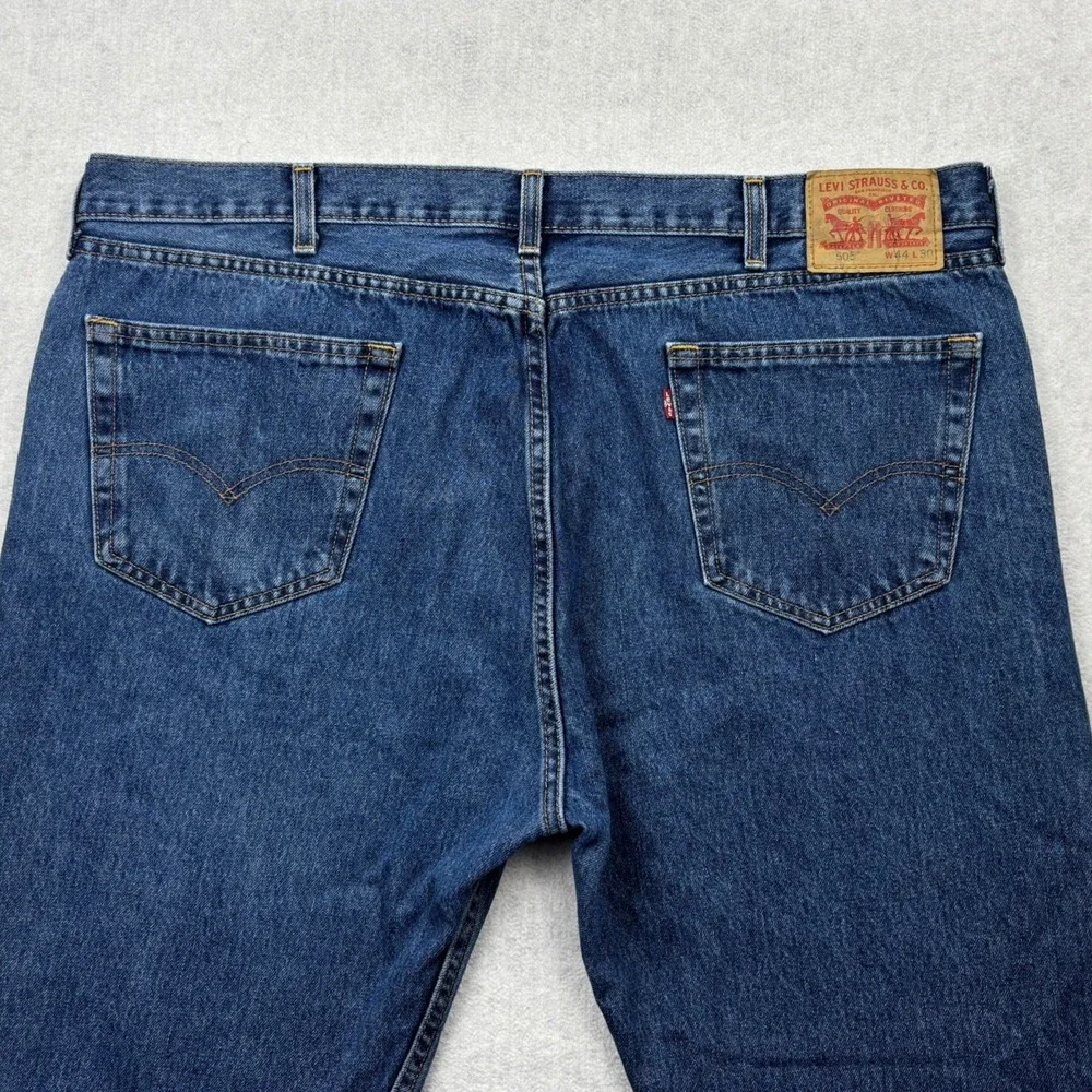 Levis 505 Mens 44x30 Regular Fit Straight Leg Medium Wash Blue Denim Jeans 44